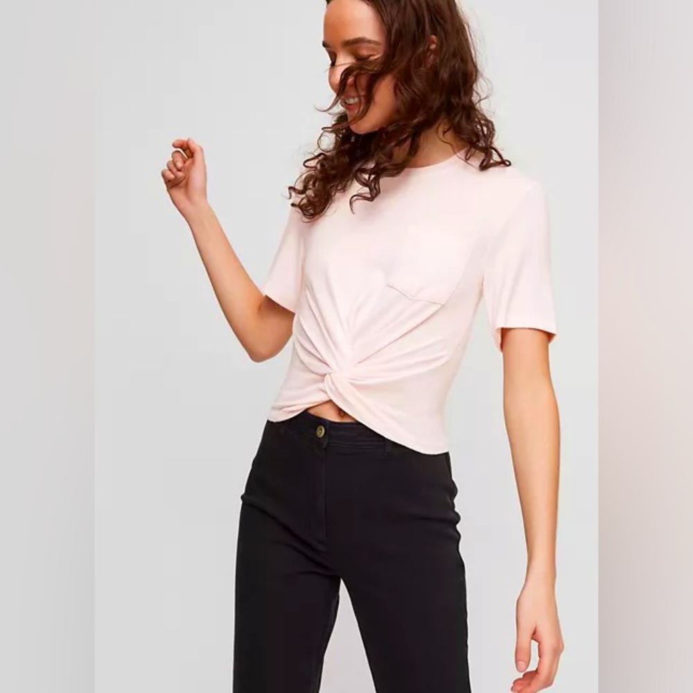 Wilfred Free Subah Tee Shirt in Jersey Knit twisted front detail. XXS